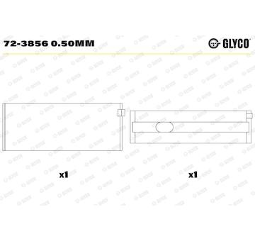 Hlavní ložiska klikového hřídele GLYCO 72-3856 0.50mm