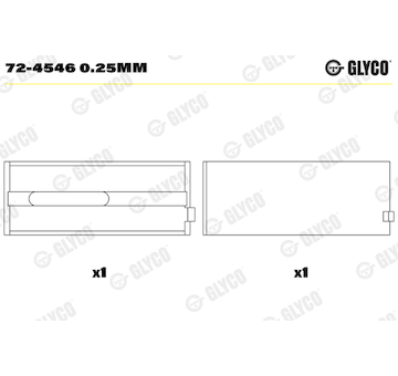 Hlavní ložiska klikového hřídele GLYCO 72-4546 0.25mm