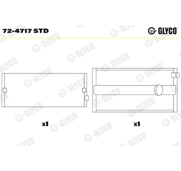 Hlavní ložiska klikového hřídele GLYCO 72-4717 STD