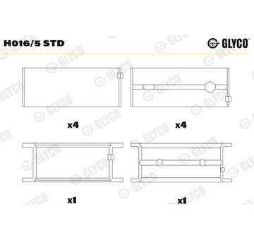 Hlavní ložiska klikového hřídele GLYCO H016/5 STD