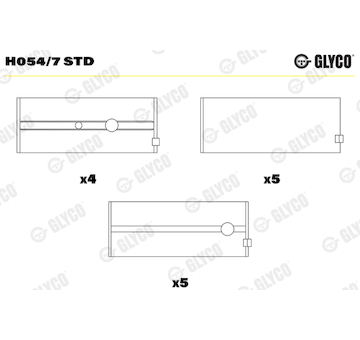 Hlavní ložiska klikového hřídele GLYCO H054/7 STD