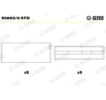 Hlavní ložiska klikového hřídele GLYCO H1002/5 STD