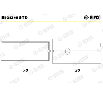 Hlavní ložiska klikového hřídele GLYCO H1013/5 STD