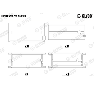 Hlavní ložiska klikového hřídele GLYCO H1023/7 STD