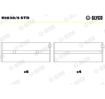 Hlavní ložiska klikového hřídele GLYCO H1030/5 STD