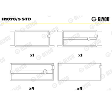 Hlavní ložiska klikového hřídele GLYCO H1070/5 STD