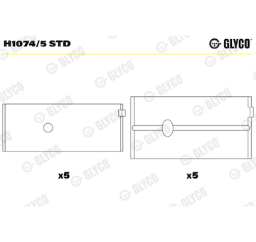 Hlavní ložiska klikového hřídele GLYCO H1074/5 STD