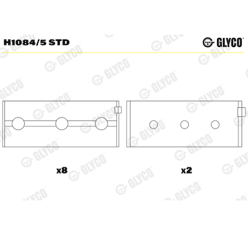 Hlavní ložiska klikového hřídele GLYCO H1084/5 STD