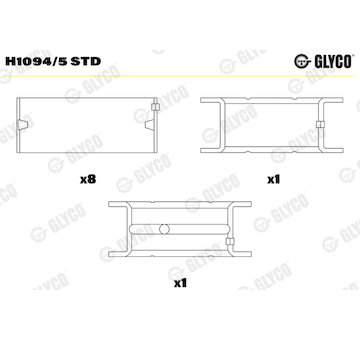 Hlavní ložiska klikového hřídele GLYCO H1094/5 STD