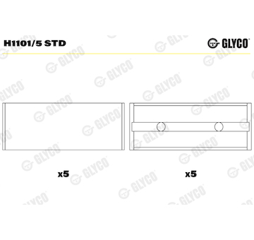 Hlavní ložiska klikového hřídele GLYCO H1101/5 STD