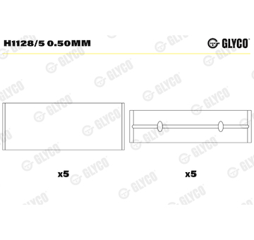 Hlavní ložiska klikového hřídele GLYCO H1128/5 0.50MM