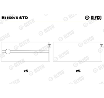 Hlavní ložiska klikového hřídele GLYCO H1159/5 STD