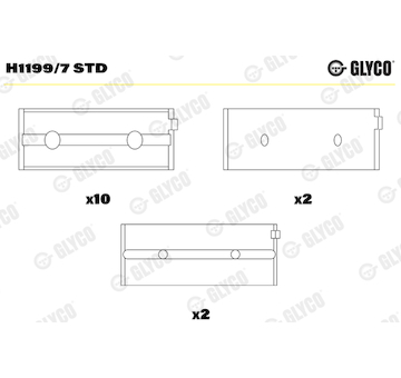 Hlavní ložiska klikového hřídele GLYCO H1199/7 STD