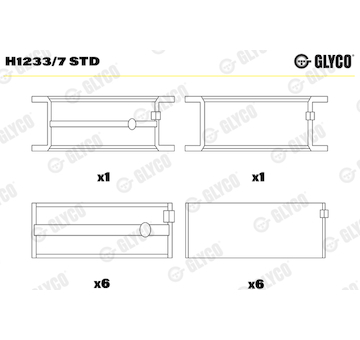 Hlavní ložiska klikového hřídele GLYCO H1233/7 STD