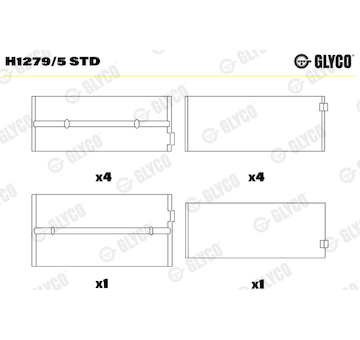 Hlavní ložiska klikového hřídele GLYCO H1279/5 STD