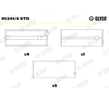 Hlavní ložiska klikového hřídele GLYCO H1341/5 STD