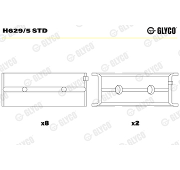 Hlavní ložiska klikového hřídele GLYCO H629/5 STD