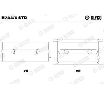 Hlavní ložiska klikového hřídele GLYCO H783/5 STD