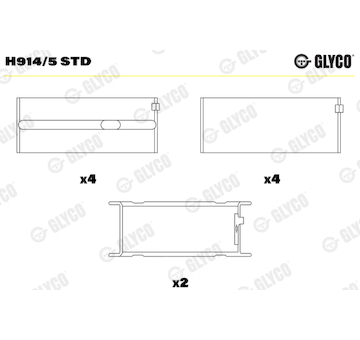 Hlavní ložiska klikového hřídele GLYCO H914/5 STD
