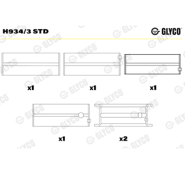 Hlavní ložiska klikového hřídele GLYCO H934/3 STD