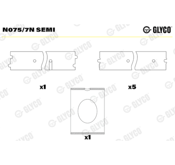 Ložisko vačkového hřídele GLYCO N075/7N SEMI