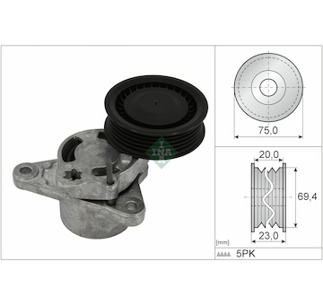 Napínák, žebrovaný klínový řemen INA 534 0822 10
