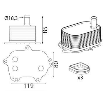 Olejový chladič, motorový olej MAHLE ORIGINAL CLC 438 000S