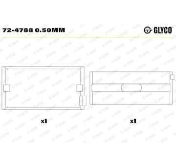 Pánev ložiska klikového hřídele GLYCO 72-4788 0.50mm