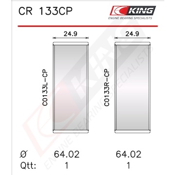 Pánev ojničního ložiska KING CR 133CP0.25