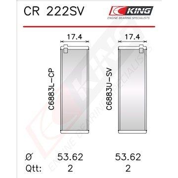Pánev ojničního ložiska KING CR 222SV0.75