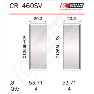 Pánev ojničního ložiska KING CR 460SV0.75