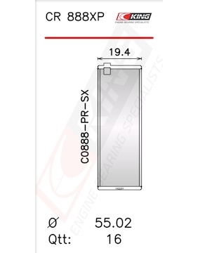 Pánev ojničního ložiska KING CR 888XP0.25