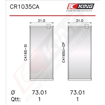 Pánev ojničního ložiska KING CR1035CA