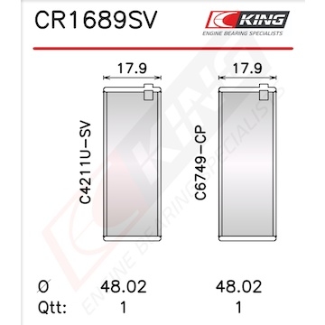 Pánev ojničního ložiska KING CR1689SV0.5
