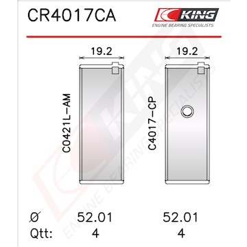 Pánev ojničního ložiska KING CR4017CA0.25