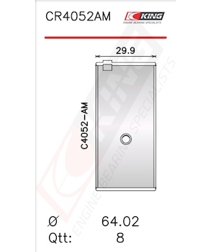 Pánev ojničního ložiska KING CR4052AM0.75
