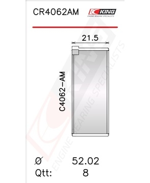 Pánev ojničního ložiska KING CR4062AM0.25