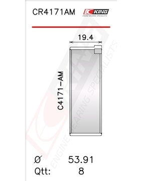 Pánev ojničního ložiska KING CR4171AM 030