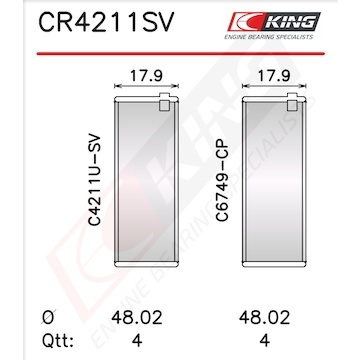 Pánev ojničního ložiska KING CR4211SV0.5