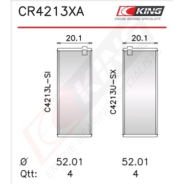 Pánev ojničního ložiska KING CR4213XA0.25