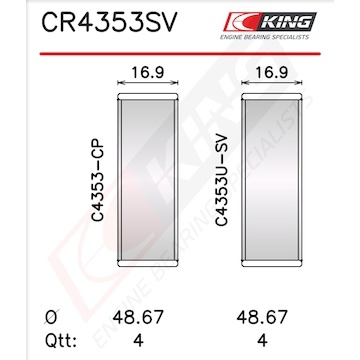 Pánev ojničního ložiska KING CR4353SV0.5
