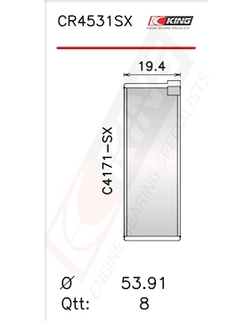 Pánev ojničního ložiska KING CR4531SX 050