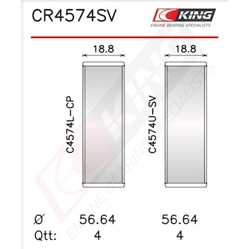 Pánev ojničního ložiska KING CR4574SV0.5