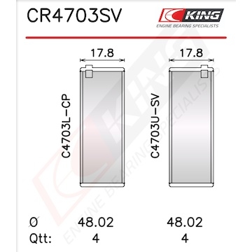 Pánev ojničního ložiska KING CR4703SV0.25