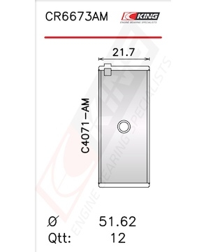 Pánev ojničního ložiska KING CR6673AM0.75