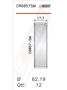 Pánev ojničního ložiska KING CR6857SM0.75