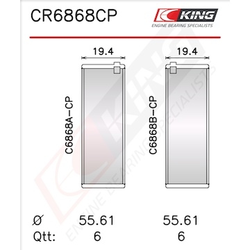 Pánev ojničního ložiska KING CR6868CP0.25