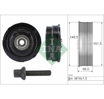 Řemenice, klikový hřídel INA 544 0069 20