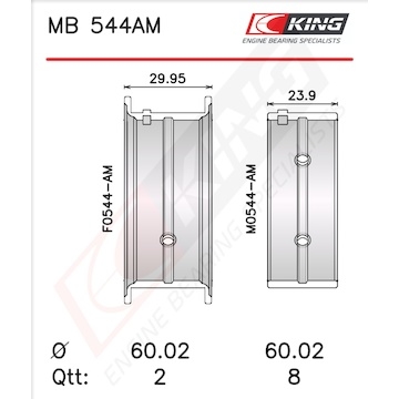 Sada ložiskových pánví pro klikový hřídel KING MB 544AM1.25