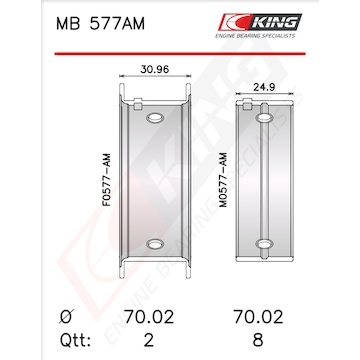Sada ložiskových pánví pro klikový hřídel KING MB 577AM1.0